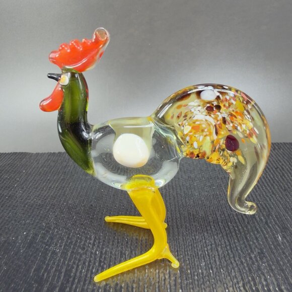 Vintage Italian Art Glass Rooster Chicken Bird Blown Glass Small Figurine Italy - Picture 9 of 11